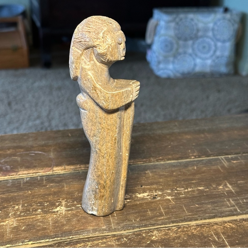 Vintage Hand Carved Soap Stone Sculpture Eskimo Incense Holder Tribal Figurine